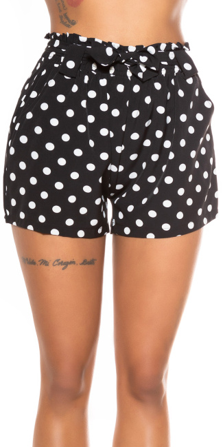 Polka Dot Summer Shorts with Pockets Black